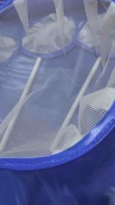 กระชอนผ้าขาวตาข่ายเนื้อนิ่ม ถนอมตัวปลา ไนล่อน เหมาะสำหรับตักปลา ขยะ อื่นๆ ด้าม PVC มีหลายขนาดให้เลือกกลม-เหลี่ยม