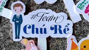 Sticker bảng hashtag cầm tay check in chụp hình đám cưới sinh nhậtkhai trương...
