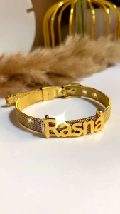 Gelang Gesper Custom Nama Sendiri Titanium Gold & Silver