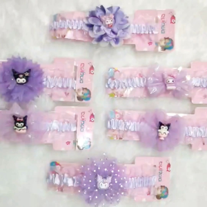 BANDANA ANAK KUROMI IMPORT PREMIUM / BANDANA RENDA KARAKTER SANRIO LUCU / BANDANA PITA TILE UNGU / KUROMI CUTE KIDS HAIR BAND / BKK6925