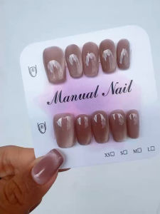 เล็บปลอมเจลแท้ 100% คอฟฟิน สั้น กลาง ยาว แถมฟรี อุปกรณ์ติดเล็บเจล สีแคตอาย เบอร์01