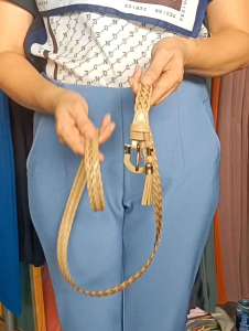 K&T เข็มขัดหนังถักผู้หญิง เป็นหนังแท้ มีพู่ห้อย สวยเวอร์ 🔥 (ขายถูก) 🏆