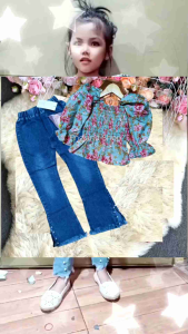 Baju Setelan Jeans Anak Perempuan Korea Import Usia 5-10 Tahun