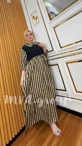 Gamis shaqila salur kombinasi polka | gamis cantik terbaru viral kekinian