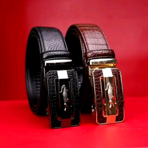 Thắt Lưng Nam Nịt Nan Vân Khóa Răng Tự Động Mạ Hợp Kim Không Gỉ