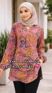 28613 Blouse Women Muslimah Floral Cotton Viscose size 40 - 50