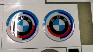 สติ๊กเกอร์ กลมนูน โลโก้ BMW ครบรอบ 50ปี ติดดุมล้อ ติดแต่งรถ