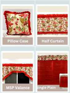 2 Red contiza matchy curtain geena fabric msp single printed door curtain