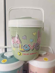 Combo bình giữ nhiệt mini 1lit + Ly nhựa kèm ống hút màu hồng pastel