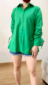 ECLAIRE 063: Kemeja Lengan Panjang Longsleeves Hand-Drawstring Polos