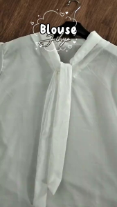 Blouse Korea Jihyo Longsleeve Ribbon Top Size S M L XL