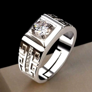 Cincin Elegan Desain Berlian Putih Imitasi Fashion Modern / Modern Fashion Imitation White Diamond (Adjustable)