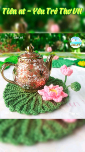 đế lót ly len lót bình len handmade hoa lá sen mang phong cách lãng mạng đến không gian của bạn