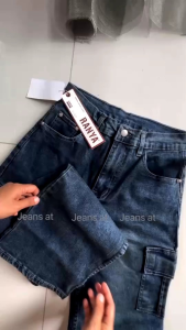 804 New Item คาร์โก้ ขากระบอก ผ้ายีนส์ยืด ฟอกสนิม