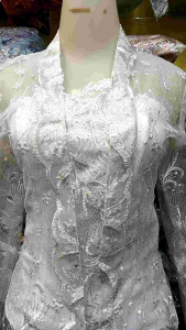 Kebaya Premium Modern Putih Brokat Lengan Panjang Neng Lina Kebaya