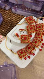 เครื่องประดับอินเดีย ทองแดง ต่างหูสร้อยคอติดผม Indian Gold Plated Choker Necklace