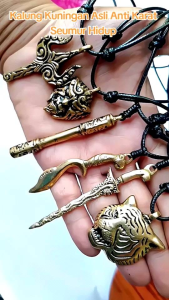Kalung Tali Hitam Liontin Macan Kuningan Aksesoris Pria Anti Karat Dengan Desain Liontin Harimau Yang Elegant