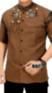 Kemeja Koko Lengan Pendek Pria Dewasa Motif Kombinasi Bordir Bahan Katun Premium