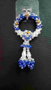 พวงมาลัยคริสตัลสีน้ำเงินสีเงินสีทองเส้นผ่านศูนย์กลาง4ซม