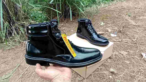 Sepatu PDH Rumaos Dinas Tali Bulat Kulit Kilap