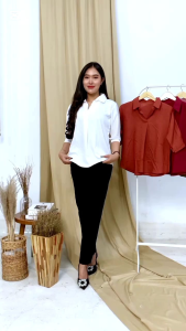 Aluna Basic Blouse Kemeja Wanita Kekinian Korean Style Bahan Polo Linen Polos Premium Baju Atasan Wanita Kerja Kantor Terbaru 2025 [ Mix Warna Lebih Murah ! Buruan ]