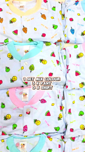 1Set 3Pasang Baby Baju Tidur( 0 - 2y ) Sleepsuit Pajamas Lenggan Panjang.