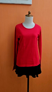 atasan kaos wanita merah ZARA cewek M L lengan panjang santai nyaman