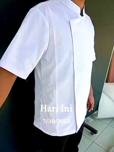 Produk Hanshiny Store 005 Baju Koki Chef Jacket Lengan Pendek Nyaman dengan Bahan Drill Kualitas Premium