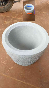 cối đá xanh nguyên khối với đường kính (chiều rộng=30cm. chiều cao=22cm)