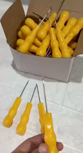 1 PCS Jarum sol sepatu PREMIUM KUNING / jarum sol sepatu gagang plastik premium/ Alat tusuk pembolong kulit sepatu