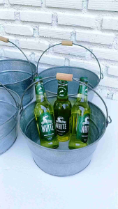 ถังน้ำหูหิ้ว ถังสังกะสี กระป๋องน้ำสังกะสี ถังแช่เครื่องดื่ม สำหรับแช่ไวน์  แช่น้ำผลไม้ ผลิตในไทย งานสวยคลาสสิค