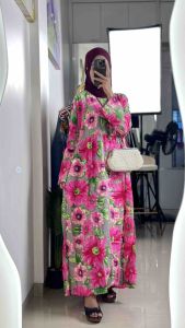 LC1611 Premium Oversized Dress Tipis Floral Fashion Terbaru