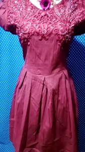 DRESS PERMATA KATUN MERAH MAROON 386