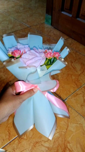 buket mawar artificial 3 tangkai mix mawar mini hadiah wisuda ulang tahun