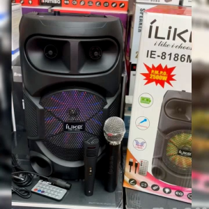ILike IE-8186MB 8.5Inch Portable Bluetooh Speaker with Dual MiC(Wireless Mic+Wire MIC