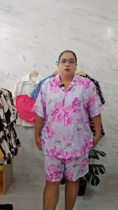 HANNA ลายใบไม้ (ไม่ใช่ผ้ามัน) ชุดเซทเสื้อพร้อมกาเกง แฟชั่น ทรงฮาวายยอดฮิด ไหมอิตาลี่ งานป้าย/ตัดเย็บในไทย/#19