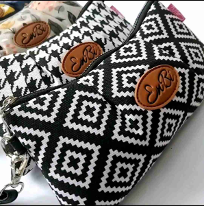 Dompet Wanita Terbaru by Enbi - Dompet Pouch Hp dan Uang Bahan Kanvas Motif dengan Model Elegan