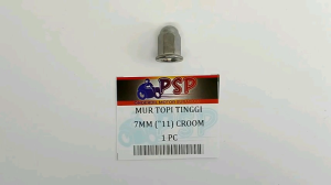 Mur Topi Tinggi 7mm K11 Croom (Harga Per 1 PC) - Mor Mur Ring Baut Baud Flange Fleng Pleng Topi Cap Panjang Drat 7 Mili Kunci 11 Universal Untuk Berbagai Keperluan