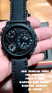 PAKET MURAH -JAM TANGAN PRIA SWIS ARMY JAM TANGAN TRIPEL TIME + DAPAT 2 TALI.....TALI KANVAS DAN TALI RUBBER - BEST SELLER