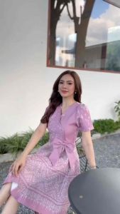 ชุดเดรส ชุดทำงานผ้าไทย ทอลายเกรดพรีเมี่ยม No.589