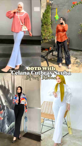 Celana Panjang Wanita Cutbray Basic Pants Celana Scuba Kulot Kekinian