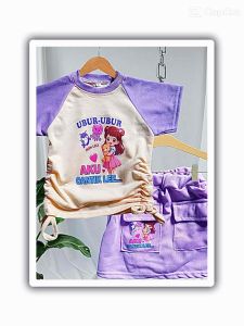 Set Rok Anak Perempuan Motif Ubur-Ubur Ikan Lele Usia 1-10 Tahun