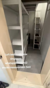 Loft bed customize singapore/store room/bomb shelter change to cozy helper room