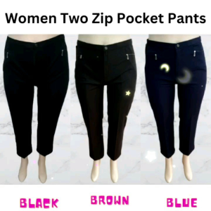 MBS-1108 Plus Size M - 7XL Women Biggest Size Two Pocket Zip Slack Pants ( Full Set)