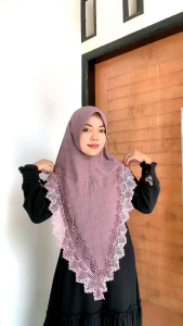 Khimar Renda Motif Mewah Super Premium Matt Jersey Jaguar/Hijab Instan Renda Pet Hilma