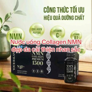 Nước uống NMN COLLAGEN PREMIUM 1500 Hàn Quốc hộp 10 lọ