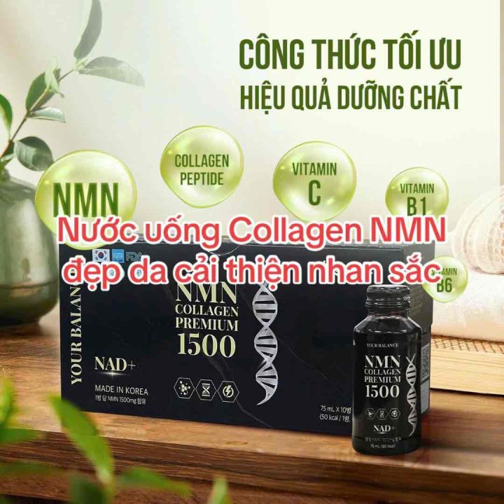 Nước uống NMN COLLAGEN PREMIUM 1500 Hàn Quốc hộp 10 lọ
