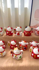 LELE (5 Inches)CHEAPEST Kucing Bertuah 5 inches 5寸五寸陶瓷招财猫 财福双收 事业有成 金运招财 5 Inches Lucky Cat Counter Cat
