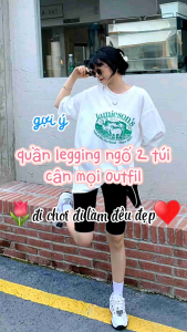 Quần Legging nữ ngố 5566 có 2 túi co giãn thần thánh size 40_68kg Habis