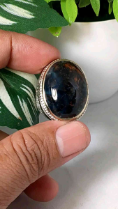 cincin batu bacan motif serat tembaga realpic